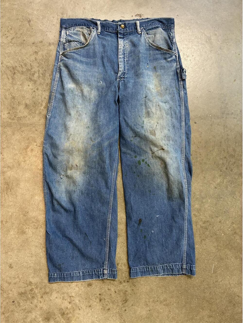 RARE TRUE VINTAGE 1950s denim jeans workwear farm barn find